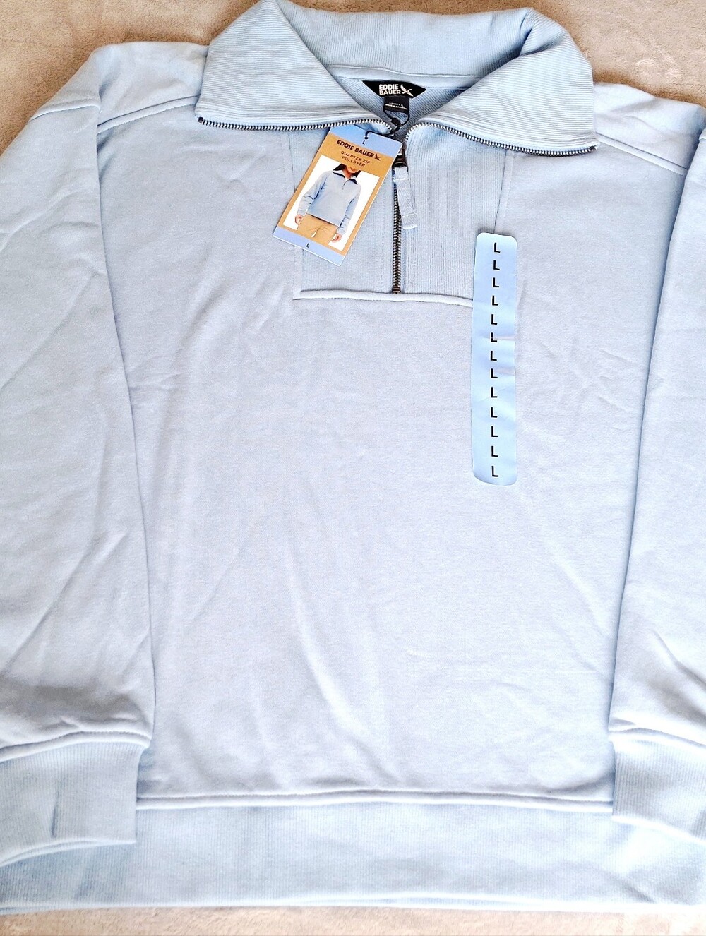 Eddie Bauer Women’s Large Blue Quarter Zip Pullover Sweatshirt NWT